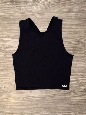 Alo Yoga Black Cropped Tank Top Strappy Racerback Womens Size XS